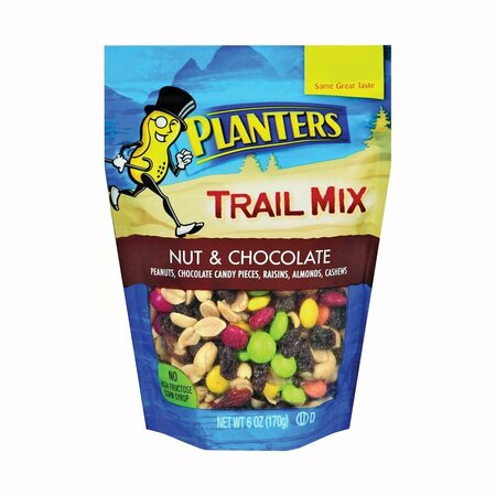 PLANTERS Trail Mix, Chocolate, Nuts Flavor, 6 Oz Bag 422491